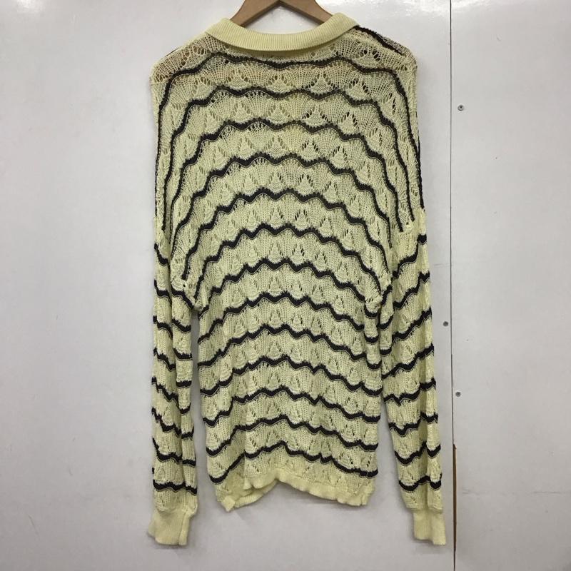 ニコアンド niko and... ニット、セーター 長袖 NKM42613MN ボーダー　ルーズ　ポロシャツ　ニット　レース透かし編み L ボーダー柄 マルチカラー / マルチカラー /  レディース USED 古着 中古 10141598