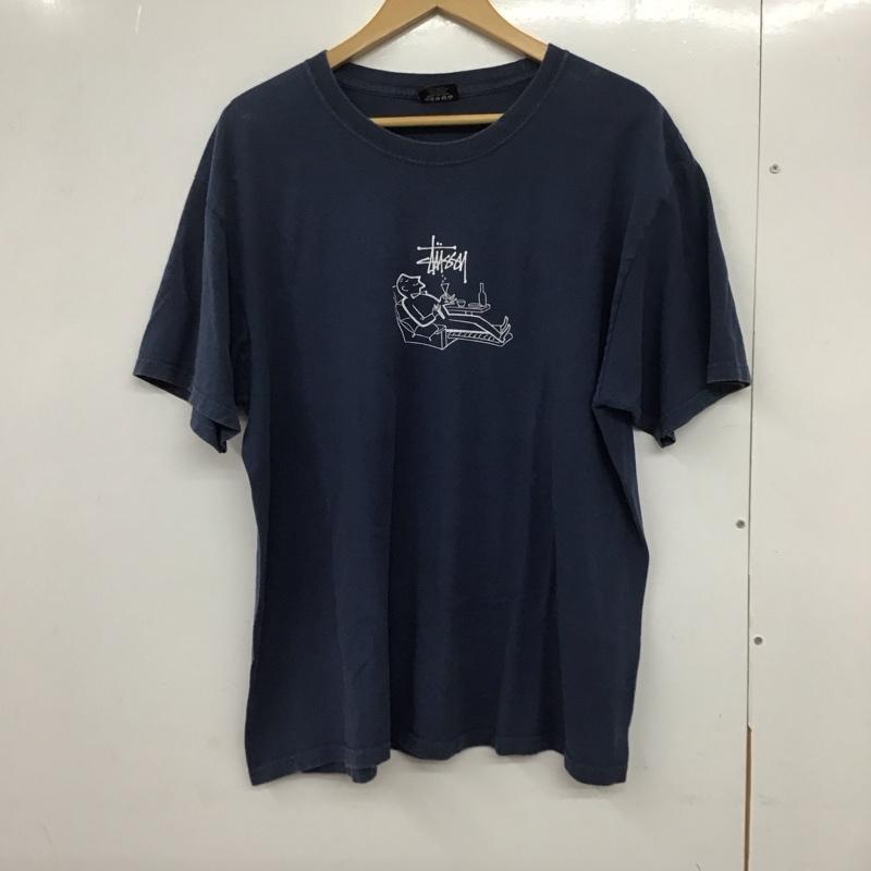 ステューシー STUSSY Tシャツ 半袖 半袖カットソー プリントTシャツ クルーネックカットソー L プリント 紺 / ネイビー /  メンズ USED 古着 中古 10132554