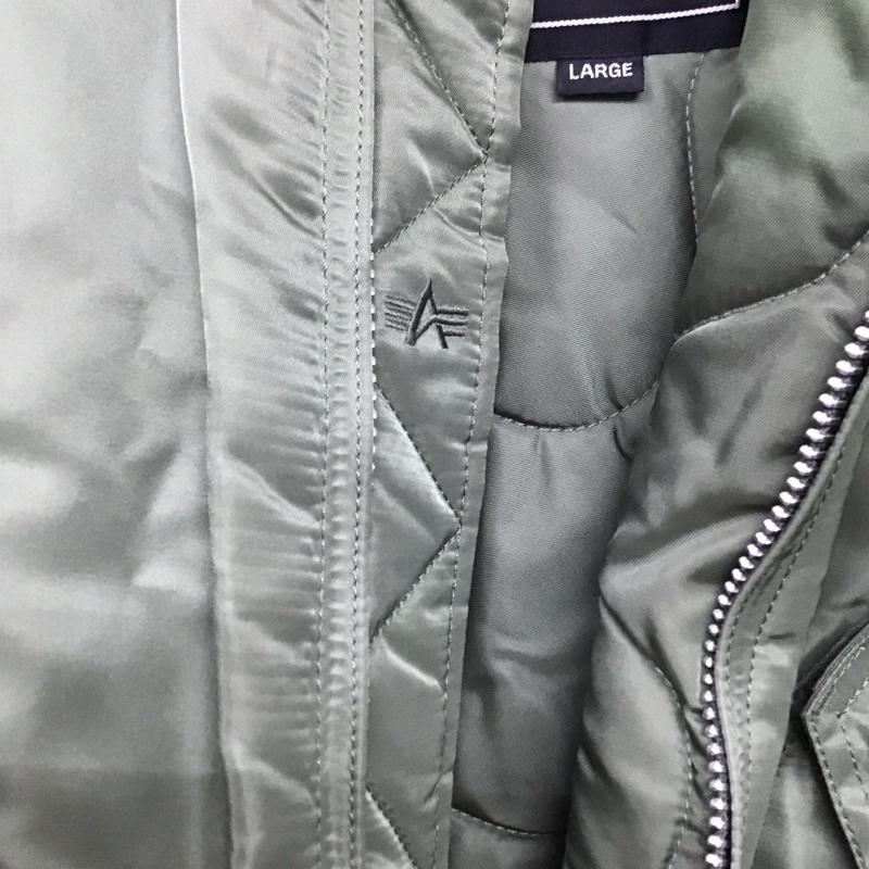 アルファインダストリー Alpha Industries ジャケット、上着 ジャンパー、ブルゾン ジップアップジャケット ミリタリージャケット アウター L ロゴ、文字 カーキ / カーキ /  メンズ USED 古着 中古 10146663