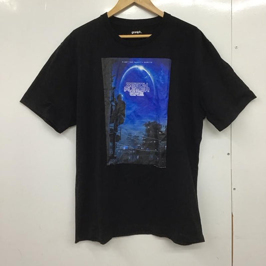 グラニフ graniph Tシャツ 半袖 半袖カットソー プリントTシャツ クルーネックカットソー XL プリント 黒 / ブラック /  メンズ USED 古着 中古 10149120