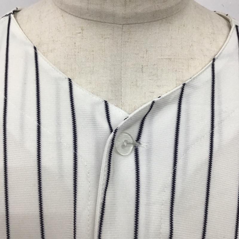 マジェスティック MAJESTIC シャツ、ブラウス 半袖 半袖シャツ ノーカラーシャツ 半袖カットソー ストライプシャツ ロゴ、文字 白 / ホワイト /  メンズ USED 古着 中古 10119132