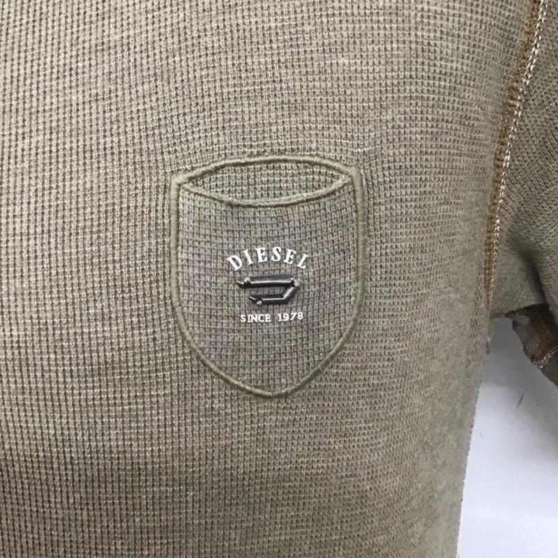 ディーゼル DIESEL Tシャツ 半袖 ヘンリーネック S ロゴ、文字 茶 / ブラウン /  メンズ USED 古着 中古 10110832