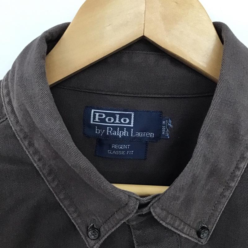 ポロバイラルフローレン Polo by RALPH LAUREN シャツ、ブラウス 長袖 長袖シャツ 無地シャツ カラーシャツ ボタンダウンシャツ ロゴ、文字 茶 / ブラウン /  メンズ USED 古着 中古 10150585