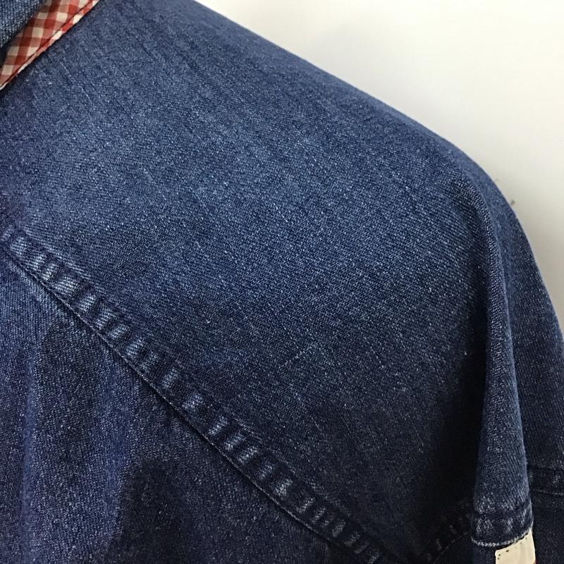 パパス PAPAS ジャケット、上着 ジャケット、ブレザー デニムジャケット カラージャケット 長袖ジャケット ブルゾン L 無地 インディゴ / インディゴ /  メンズ USED 古着 中古 10116531
