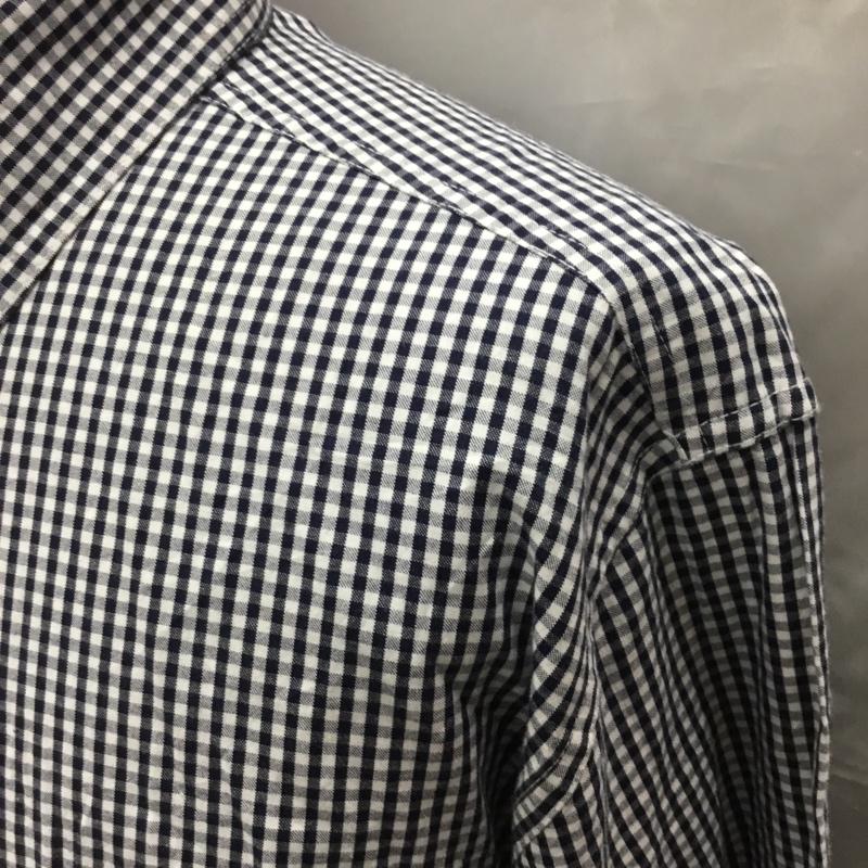 チャップス CHAPS シャツ、ブラウス 長袖 ボタンダウン 胸ポケット L チェック 白 / ホワイト / X 紺 / ネイビー /  メンズ USED 古着 中古 10115540