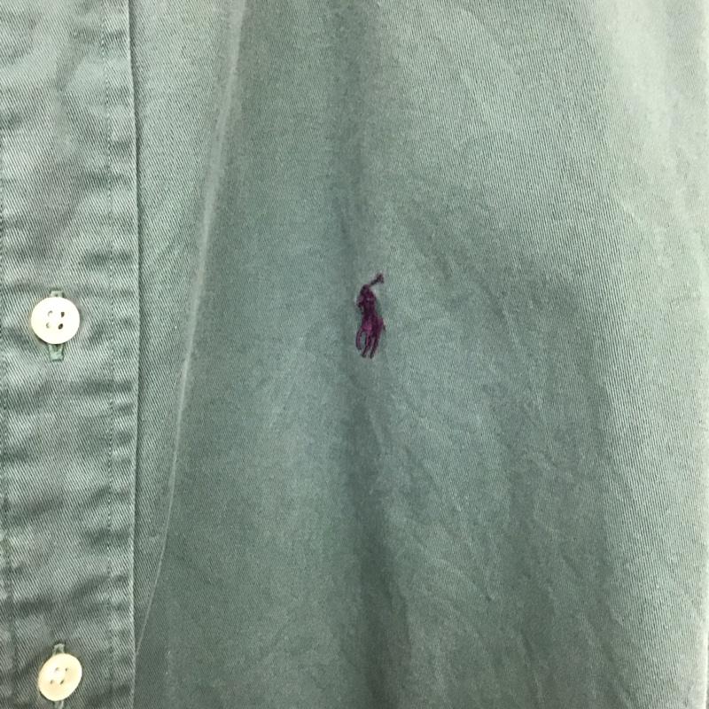 ラルフローレン RALPHLAUREN シャツ、ブラウス 長袖 長袖シャツ 無地シャツ カラーシャツ ボタンダウンシャツ L ロゴ、文字 緑 / グリーン /  メンズ USED 古着 中古 10129028