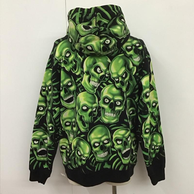 シュプリーム Supreme パーカー 長袖 18SS Skull Pile Hooded Sweartshirt ドクロ プルオーバー ロゴ 裏起毛 M 総柄 黒 / ブラック / X 薄緑 / ライトグリーン /  メンズ USED 古着 中古 10107816
