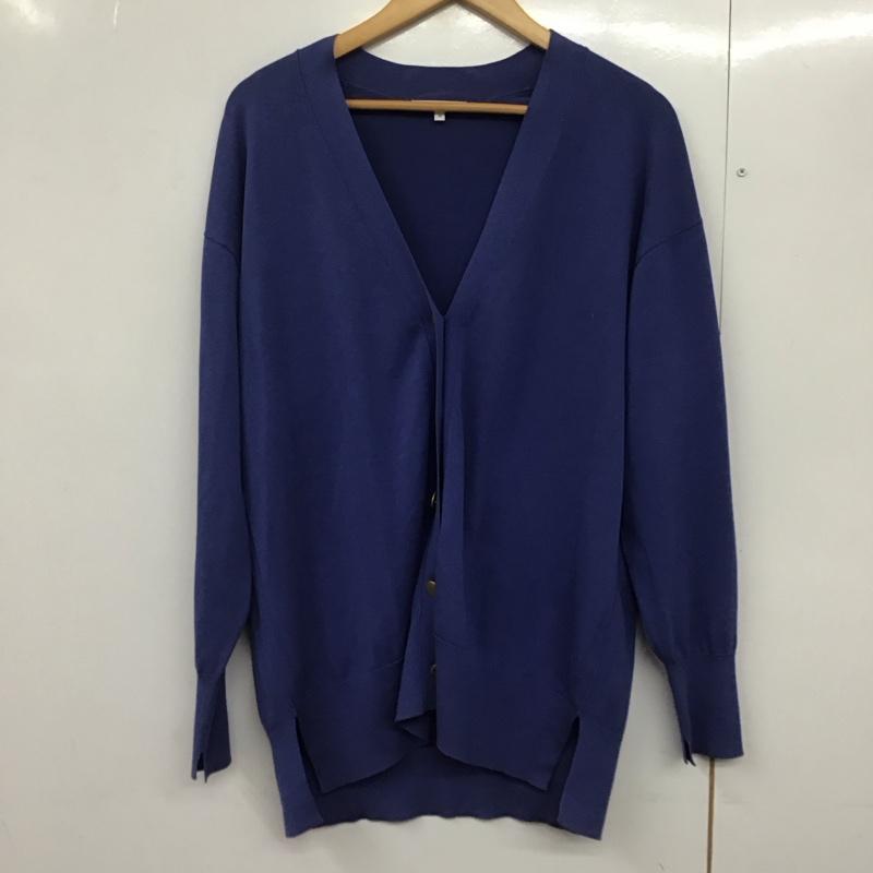 ニジュウサンク 23区 カーディガン 長袖 長袖カーディガン 前ボタン ニットカーディガン 38 無地 青 / ブルー /  レディース USED 古着 中古 10142512