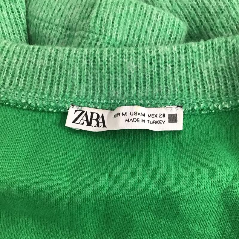 ザラ ZARA カーディガン 長袖 5584/007/500 M 無地 黄緑 / イエローグリーン /  レディース USED 古着 中古 10124049