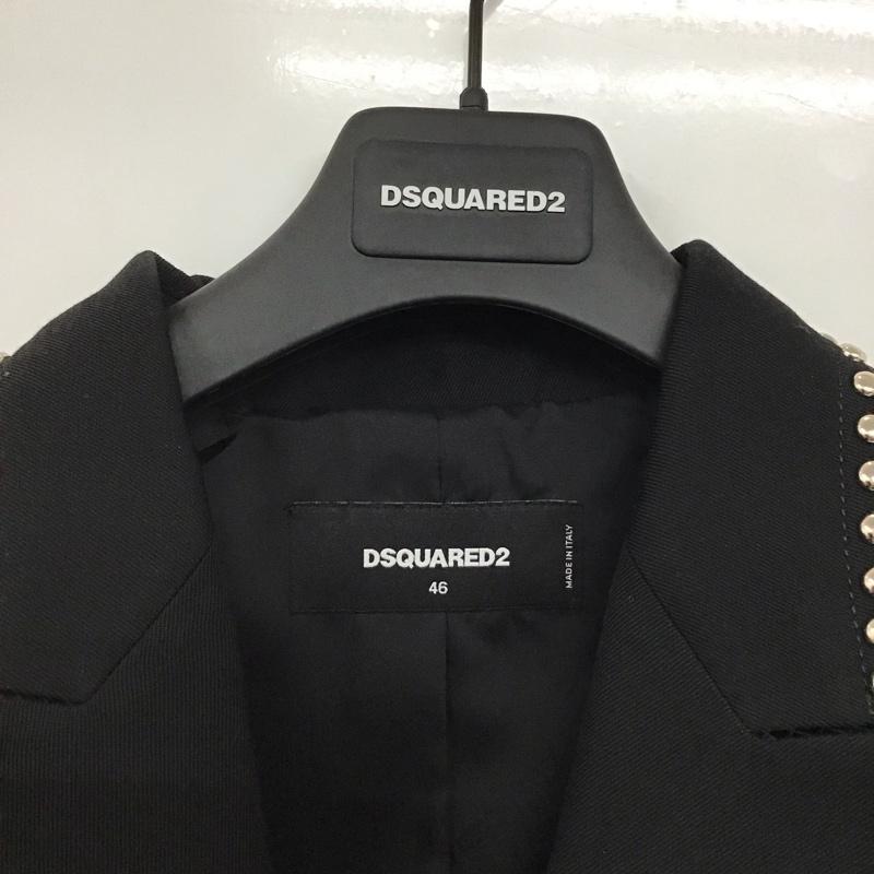 ディースクエアード2 DSQUARED2 ジャケット、上着 ジャケット、ブレザー s74aa0280 スタッズセミロングコート アウター スタッズジャケット 46 無地 黒 / ブラック /  メンズ USED 古着 中古 10142087