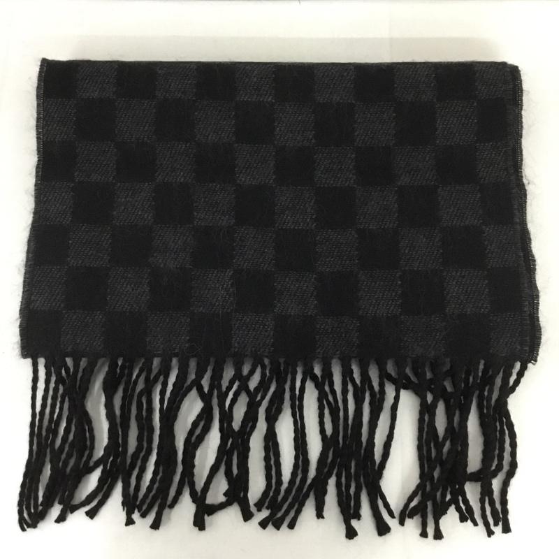 ビームス BEAMS マフラー マフラー フリンジ チェック 黒 / ブラック / X 灰 / グレー /  メンズ USED 古着 中古 10130560