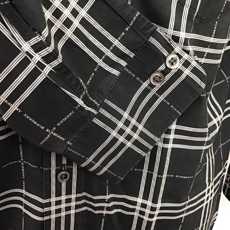 バーバリーロンドン Burberry London シャツ、ブラウス 長袖 M チェック 黒 / ブラック / X 白 / ホワイト /  メンズ USED 古着 中古 10114341