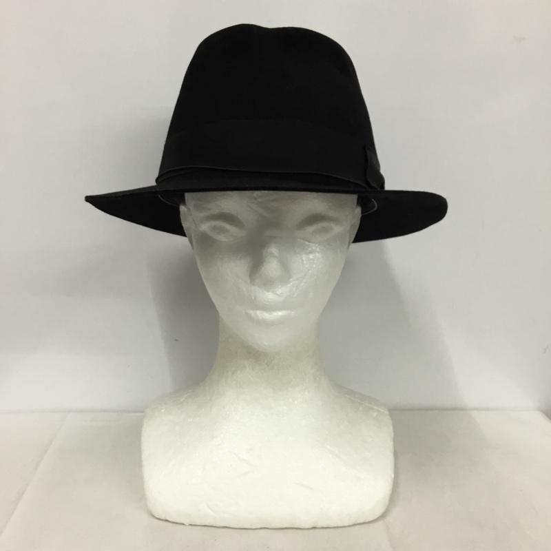 ボルサリーノ Borsalino 帽子 ハット 中折れ帽 ソフトハット イタリア製 無地 黒 / ブラック /  メンズ USED 古着 中古 10143668