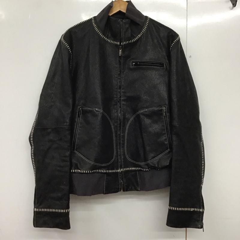 エンポリオアルマーニ EMPORIO ARMANI ジャケット、上着 ジャケット、ブレザー レザージャケット ジップアップジャケット アウター 無地 黒 / ブラック /  メンズ USED 古着 中古 10144491