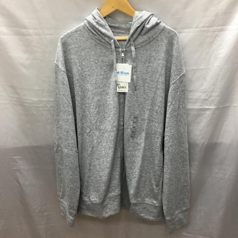 ユニクロ UNIQLO パーカー 長袖 341-414352 エアリズムUVカットフルジップパーカ タグ付き 4XL 無地 灰 / グレー /  メンズ USED 古着 中古 10118978