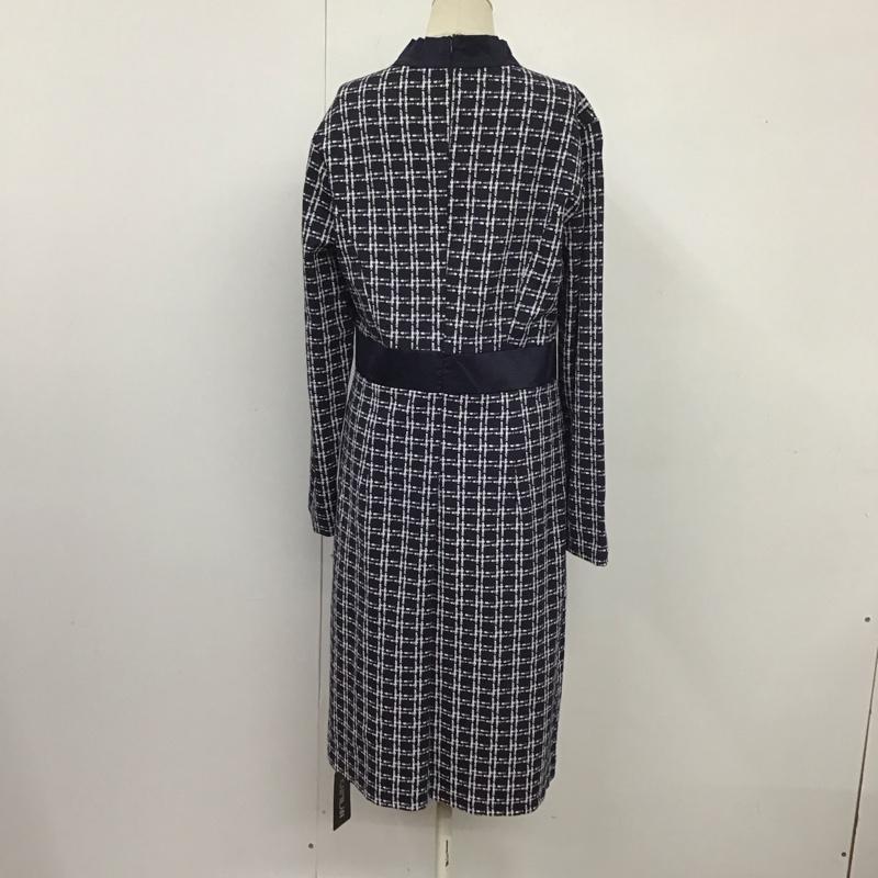 古着 USED ワンピース ロングスカート KAIMILAN 長袖 リボンタイ タグ付き 8 チェック 白 / ホワイト / X 紺 / ネイビー /  レディース USED 古着 中古 10115487