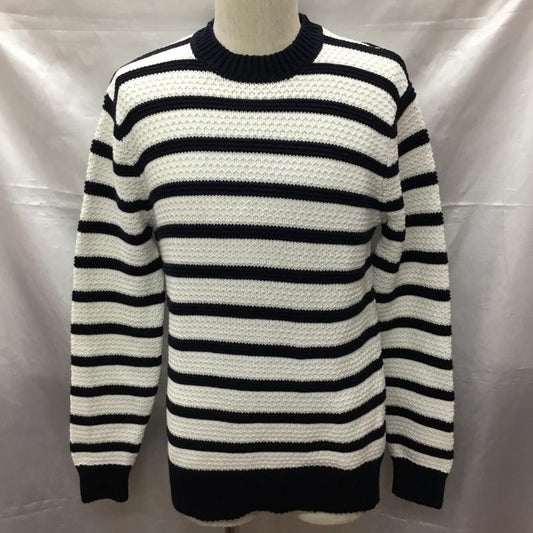 アダムエロペ ADAM ET ROPE  ニット、セーター 長袖 長袖ニットカットソー ニット セーター クルーネックニット M ボーダー柄 白 / ホワイト / X 紺 / ネイビー /  メンズ USED 古着 中古 10113357