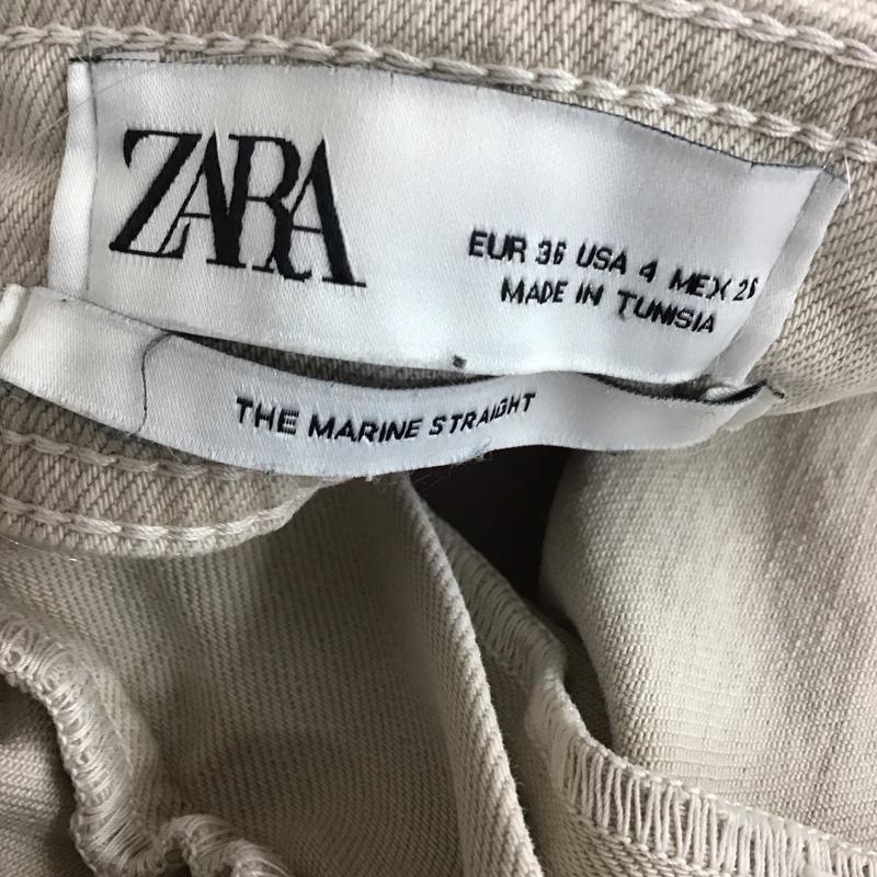 ザラ ZARA パンツ デニム、ジーンズ デニムパンツ ストレートパンツ ワイドパンツ カジュアルパンツ 36 無地 ベージュ / ベージュ /  レディース USED 古着 中古 10117864