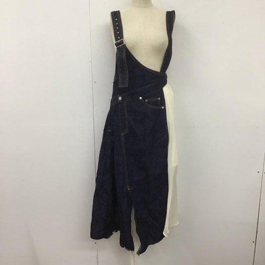 エヴリス EVRIS ワンピース ロングスカート 372020300701-01 ステップヘムプリーツロングワンピース 2WAY ワンショルダー デニム FREE 無地 インディゴ / インディゴ / X 白 / ホワイト /  レディース USED 古着 中古 10107370