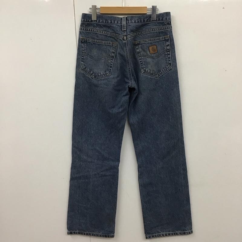 カーハート Carhartt パンツ デニム、ジーンズ デニムパンツ ストレートパンツ ワイドパンツ カジュアルパンツ 30インチ ロゴ、文字 インディゴ / インディゴ /  メンズ USED 古着 中古 10119123