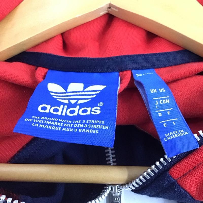 アディダス adidas ジャケット、上着 ジャンパー、ブルゾン s18698 ジップアップジャケット ジャージ アウター L ロゴ、文字 赤 / レッド / X 紺 / ネイビー /  メンズ USED 古着 中古 10147618
