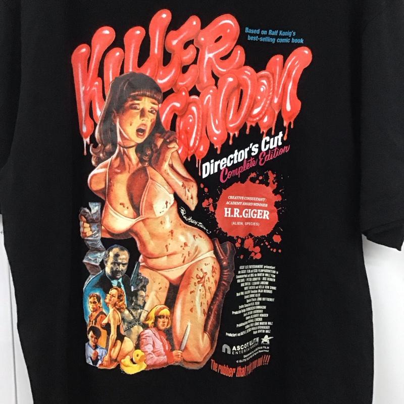 エロスティカ EROSTiKA Tシャツ 半袖 半袖カットソー プリントTシャツ クルーネックカットソー キラーコンドーム限定 XL プリント 黒 / ブラック /  メンズ USED 古着 中古 10134635