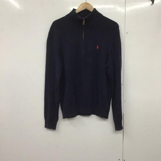 ポロラルフローレン POLO RALPH LAUREN ニット、セーター 長袖 ハーフジップ コットン L ワンポイント 紺 / ネイビー /  メンズ USED 古着 中古 10144724