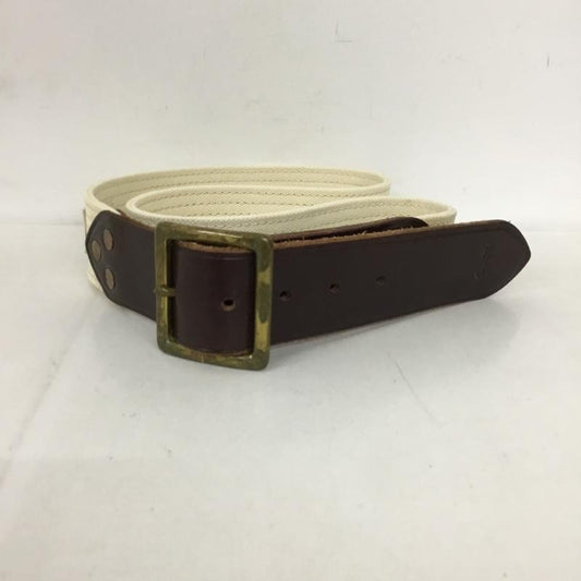 ポロラルフローレン POLO RALPH LAUREN ベルト・バックル ベルト 405544382 キャンバス レザー サビ加工 ダメージ加工 茶 / ブラウン / X アイボリー / アイボリー /  メンズ USED 古着 中古 10129603
