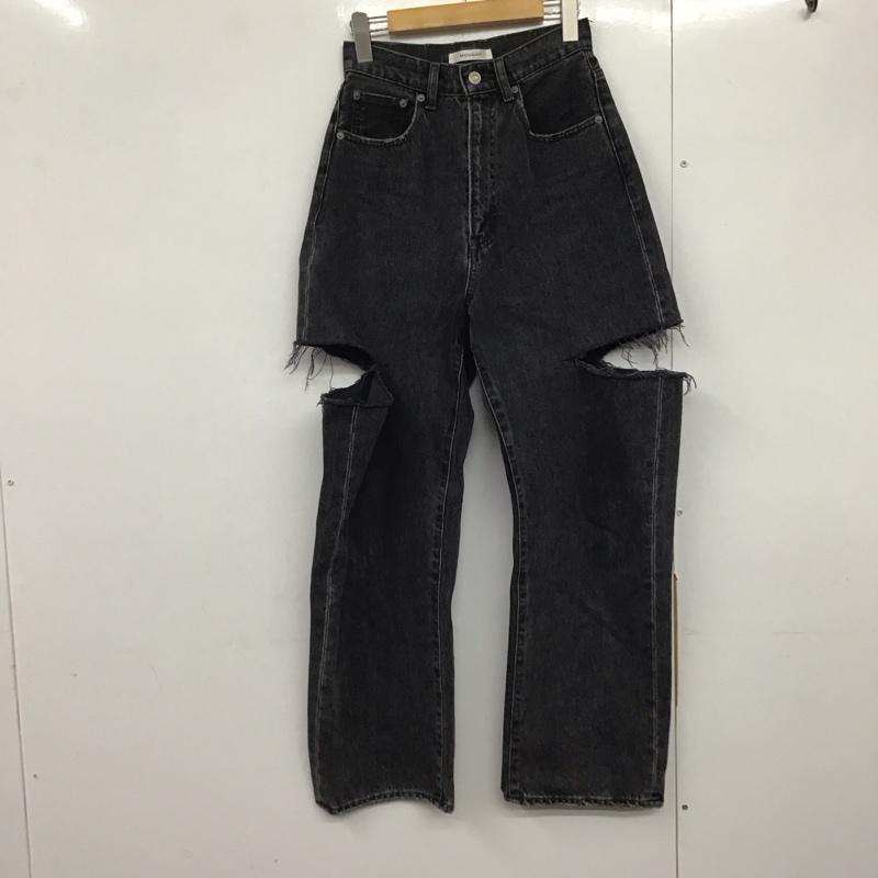 マウジー MOUSSY パンツ デニム、ジーンズ 010FAA11-5500 THIGH SLIT BLK LOOSE STRAIGHT サイスリットストレートデニム 無地 黒 / ブラック /  レディース USED 古着 中古 10141721