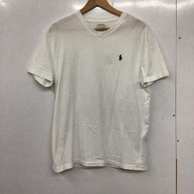 ポロラルフローレン POLO RALPH LAUREN Tシャツ 半袖 半袖カットソー 無地Tシャツ Vネックカットソー S ロゴ、文字 白 / ホワイト /  メンズ USED 古着 中古 10138919