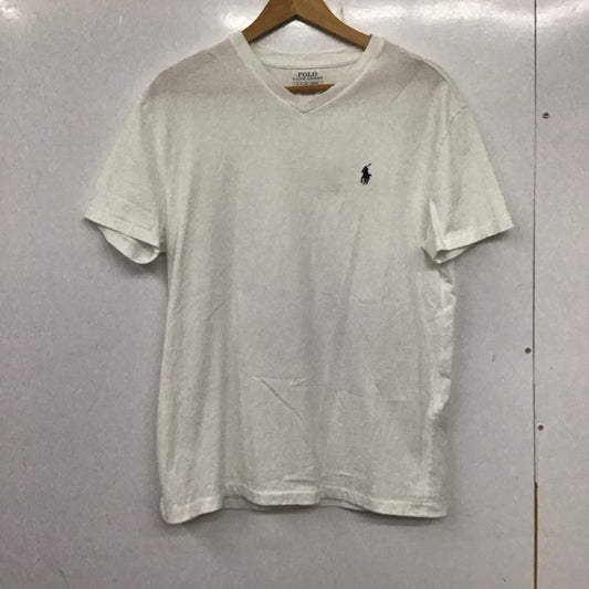 ポロラルフローレン POLO RALPH LAUREN Tシャツ 半袖 半袖カットソー 無地Tシャツ Vネックカットソー S ロゴ、文字 白 / ホワイト /  メンズ USED 古着 中古 10138919