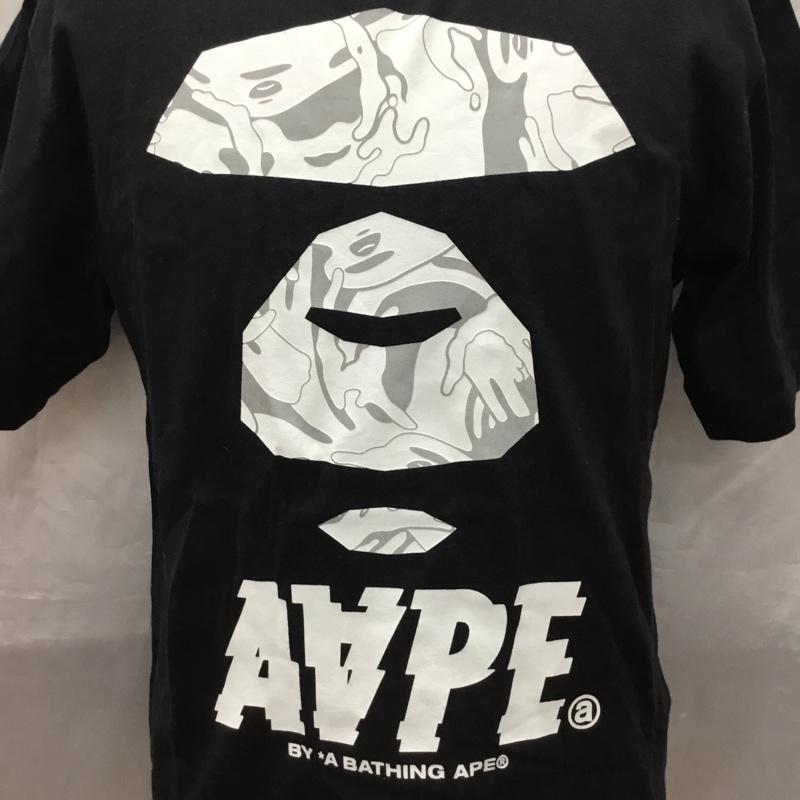 エーエイプバイアベイシングエイプ AAPE BY A BATHING APE Tシャツ 半袖 クルーネック プリント M ロゴ、文字 黒 / ブラック /  メンズ USED 古着 中古 10119802