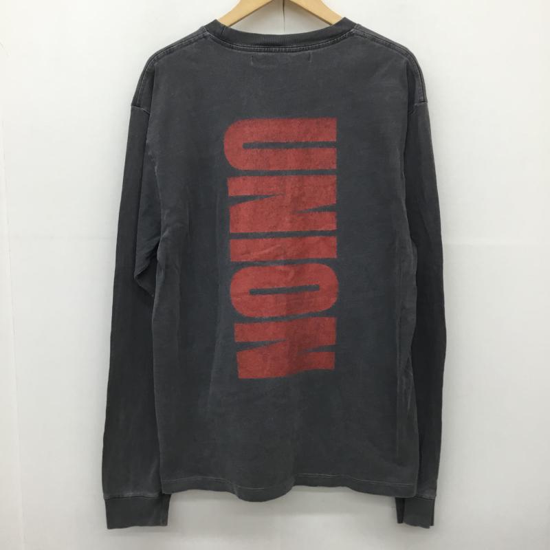 ユニオン UNION カットソー 長袖 M ロゴ、文字 チャコールグレー / チャコールグレー /  メンズ USED 古着 中古 10145811