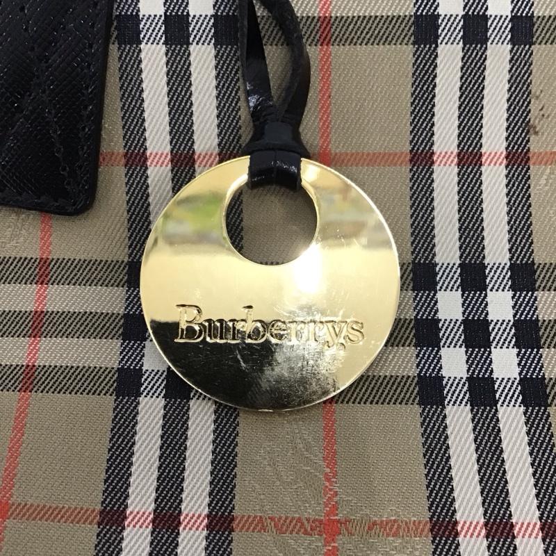 バーバリーズ BURBERRYS トートバッグ トートバッグ チェック 黒 / ブラック / X ベージュ / ベージュ /  レディース USED 古着 中古 10132487