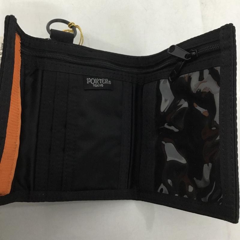 ポーター PORTER 財布 二つ折り タンカー パスケース ロゴ、文字 黒 / ブラック /  メンズ USED 古着 中古 10146888
