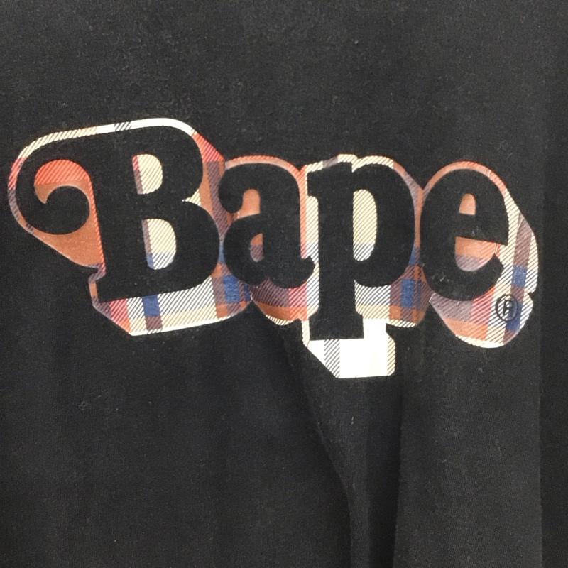 ベイプ BAPE Tシャツ 半袖 半袖カットソー プリントTシャツ クルーネックカットソー XL ロゴ、文字 黒 / ブラック /  メンズ USED 古着 中古 10131407