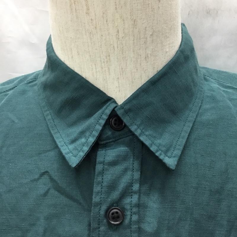インヘリット INHERIT シャツ、ブラウス 長袖 20-050-720-6015-1-0 BELGIAN LINEN BLEND レギュラーシャツ XL 無地 緑 / グリーン /  メンズ USED 古着 中古 10121019