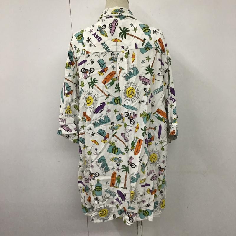 ロデオクラウンズ Rodeo Crowns シャツ、ブラウス 半袖 426ESA01-0190 RyuAmbe×RCSアロハシャツ 半袖シャツ プリントシャツ FREE プリント 白 / ホワイト /  レディース USED 古着 中古 10105916