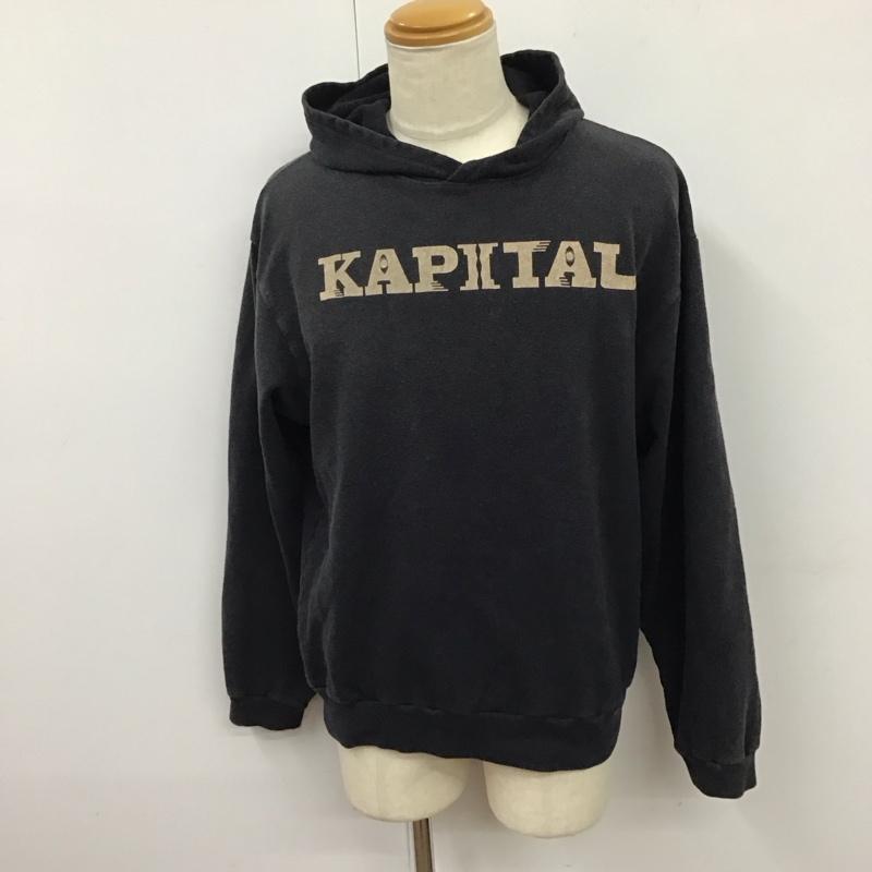 キャピタル KAPITAL パーカー 長袖 k2409lc046 裏毛 フードスウェット SPEAKEASY KAPITALpt 3 ロゴ、文字 X プリント 黒 / ブラック /  メンズ USED 古着 中古 10121856