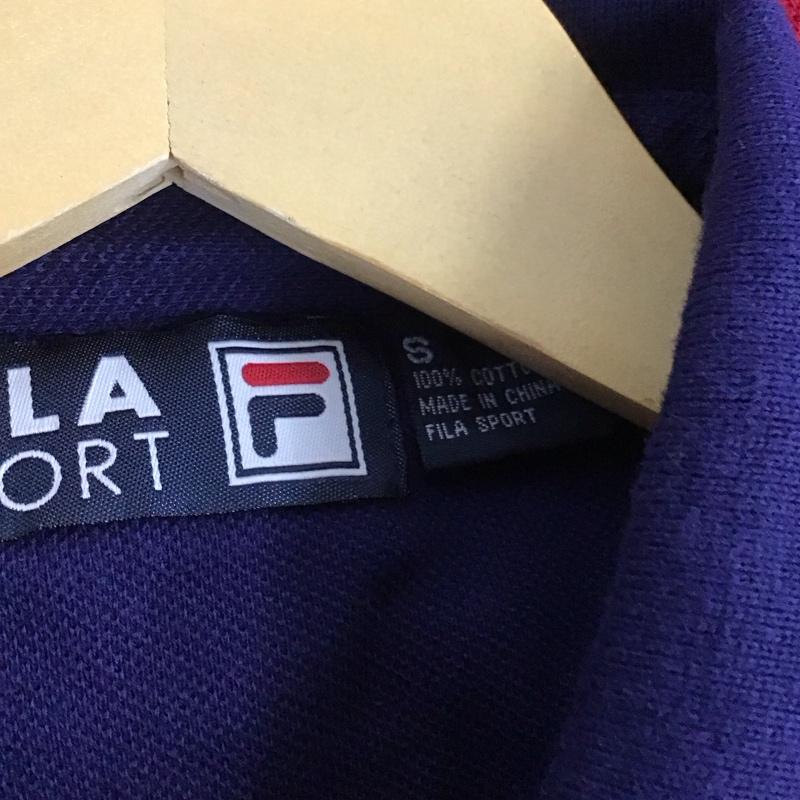 フィラ FILA ポロシャツ 半袖 半袖ポロシャツ 半袖カットソー カラーシャツ S ロゴ、文字 紺 / ネイビー / X えんじ / ワインレッド /  メンズ USED 古着 中古 10131117