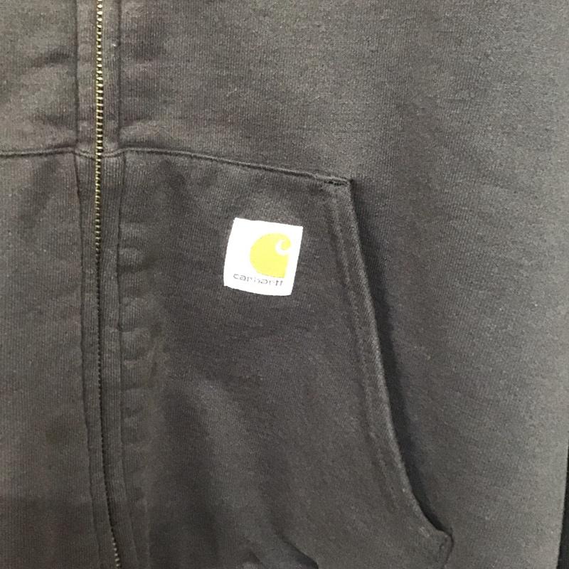 カーハート Carhartt パーカー 長袖 ジップアップ M ロゴ、文字 黒 / ブラック /  メンズ USED 古着 中古 10141803