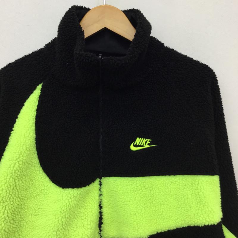 ナイキ NIKE ジャケット、上着 ジャケット、ブレザー BIG SWOOSH BOA JACKET BQ6546-017 L ロゴ、文字 黒 / ブラック / X 黄緑 / イエローグリーン /  メンズ USED 古着 中古 10143150