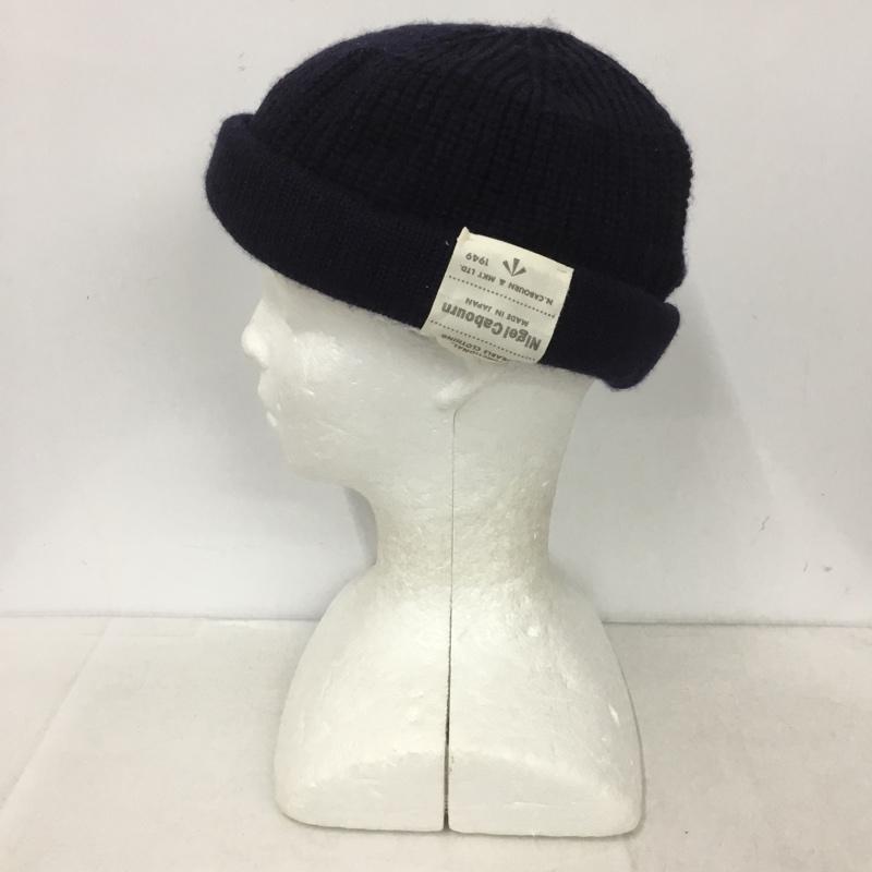 ナイジェルケーボン Nigel Cabourn 帽子 ニット帽 8049-00-660101 ビーニー ウール ロゴ、文字 紺 / ネイビー /  メンズ USED 古着 中古 10140810
