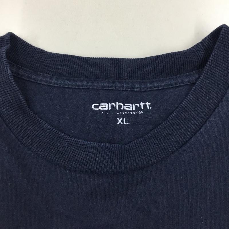 カーハート Carhartt Tシャツ 半袖 半袖カットソー プリントTシャツ クルーネックカットソー XL プリント 紺 / ネイビー /  メンズ USED 古着 中古 10120479