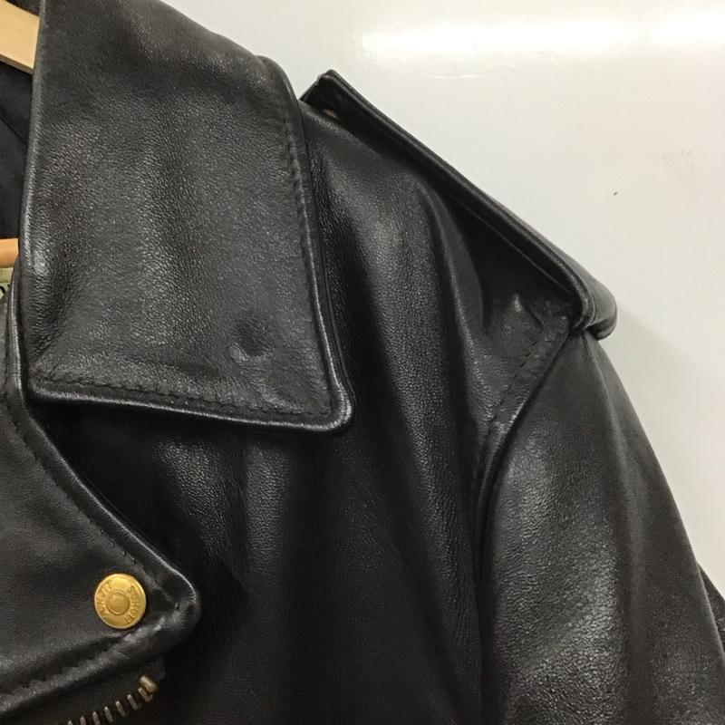ショット schott ジャケット、上着 ジャンパー、ブルゾン レザーライダースジャケット ダブル ジップアップジャケット アウター ホース 80s 90s 40 無地 黒 / ブラック /  メンズ USED 古着 中古 10113763