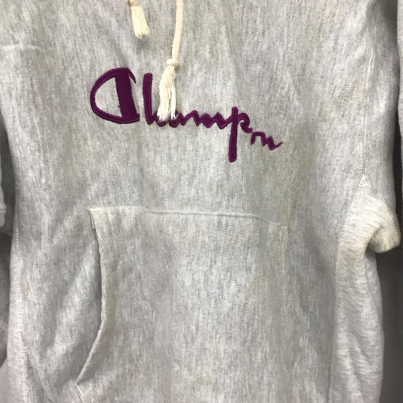 チャンピオン Campion パーカー 長袖 長袖パーカー プルオーバーパーカー スウェット 90s reverse weave リブライン usa製 M ロゴ、文字 灰 / グレー /  メンズ USED 古着 中古 10148557