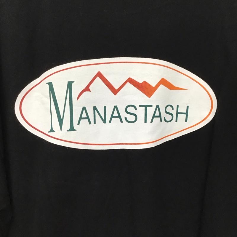 マナスタッシュ MANASTASH Tシャツ 半袖 半袖カットソー プリントカットソー クルーネック XXL ロゴ、文字 黒 / ブラック /  メンズ USED 古着 中古 10142634