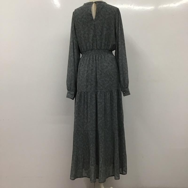 アルシーヴ archives ワンピース ロングスカート OP-1015 長袖 スタンドカラー 総柄 灰 / グレー /  レディース USED 古着 中古 10112587
