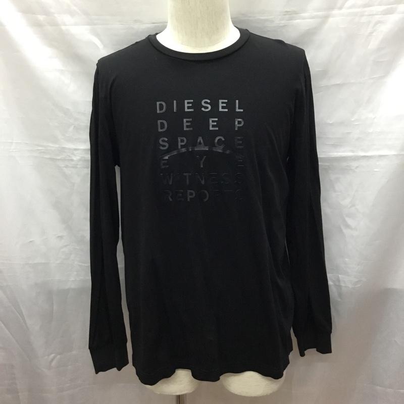 ディーゼル DIESEL カットソー 長袖 長袖カットソー クルーネックカットソー ロングスリーブカットソー プリントTシャツ M ロゴ、文字 黒 / ブラック /  メンズ USED 古着 中古 10118723