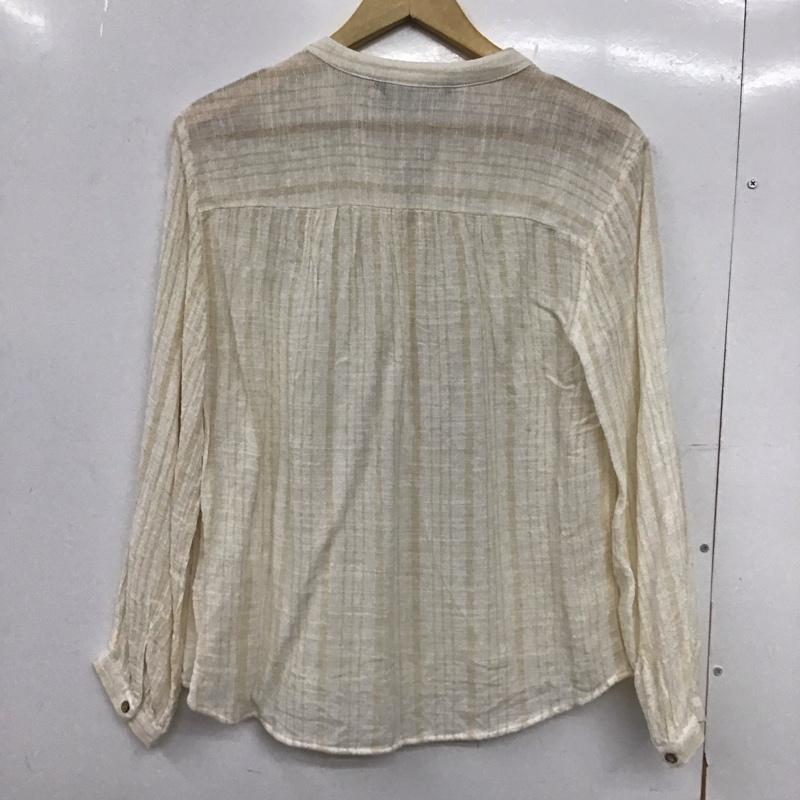 ザラ ZARA シャツ、ブラウス 長袖 M ストライプ 白 / ホワイト / X ベージュ / ベージュ /  レディース USED 古着 中古 10148785
